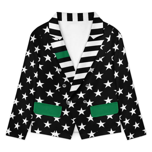 Thin Green Line Flag Inspired Women’s Double Breasted Blazer