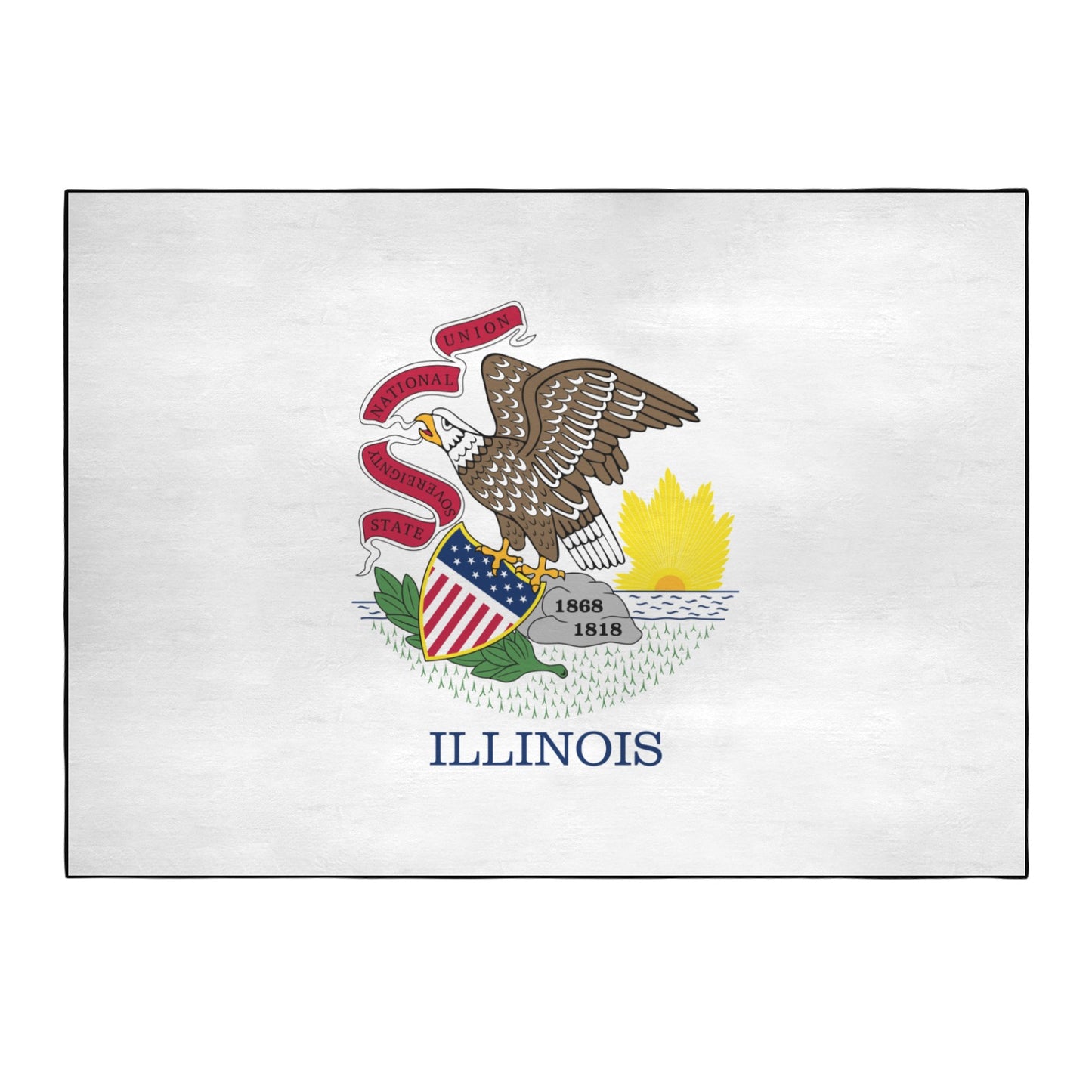 Illinois Flag Inspired 84x60 Inch Area Rug with Black Binding (Made in the USA)