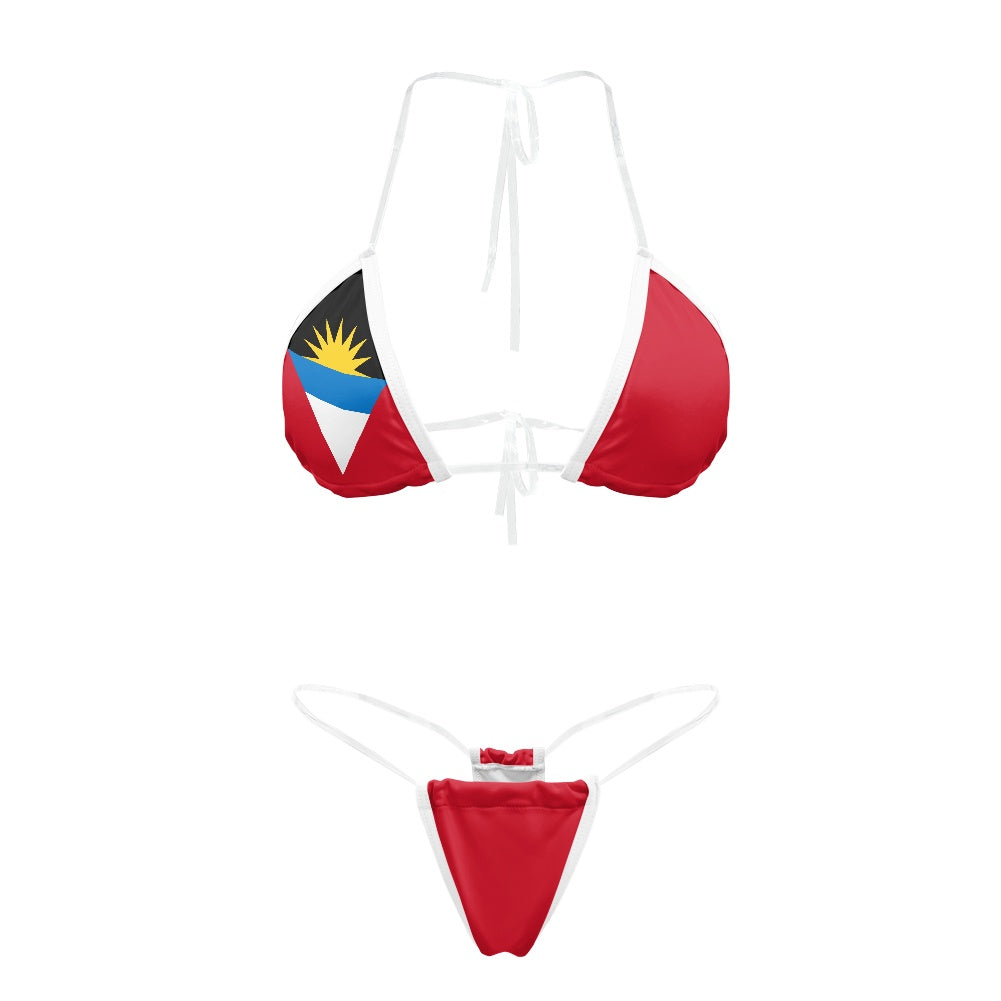 Antigua and Barbuda Flag Inspired Transparent String Bikini