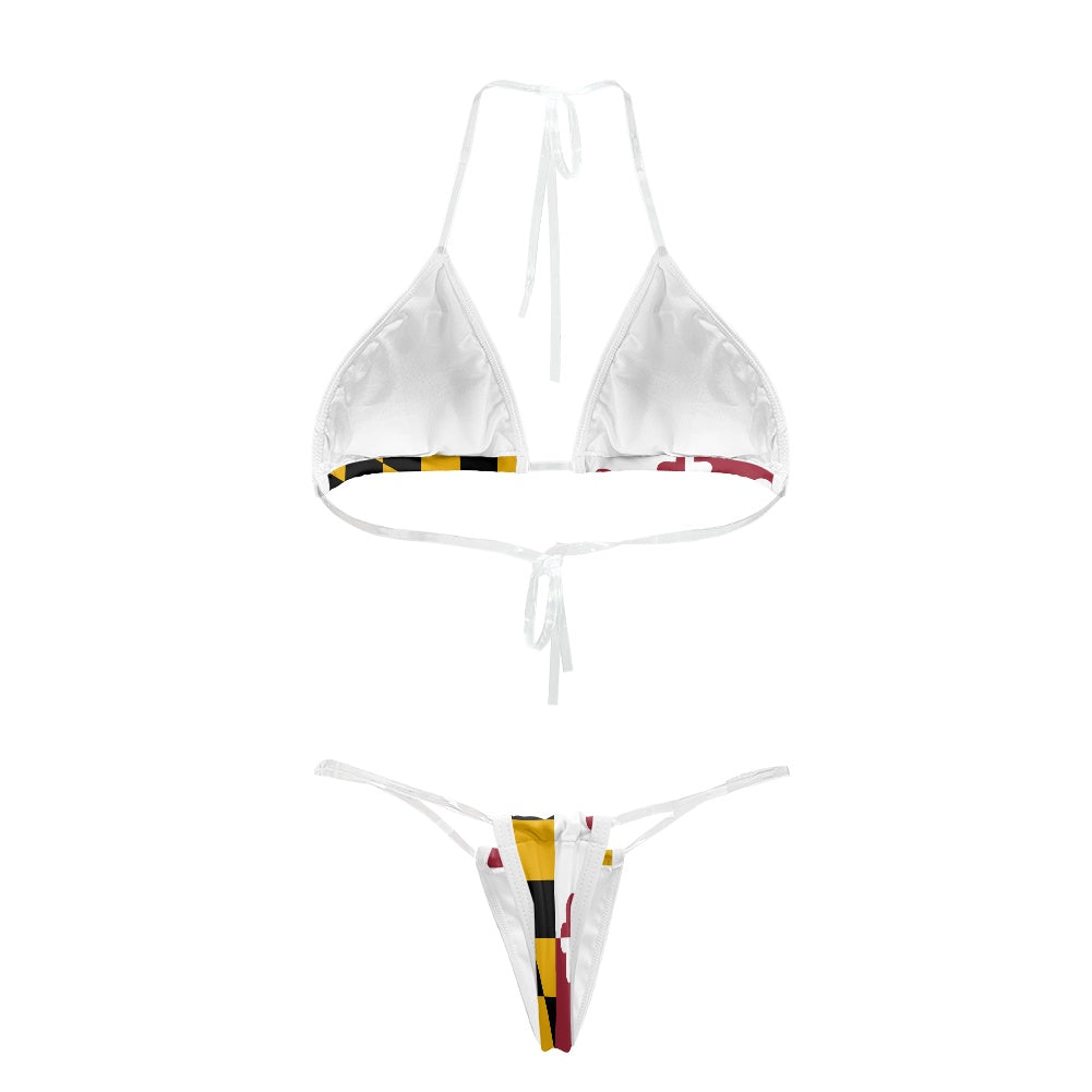 Maryland Flag Inspired Transparent String Thong Bikini