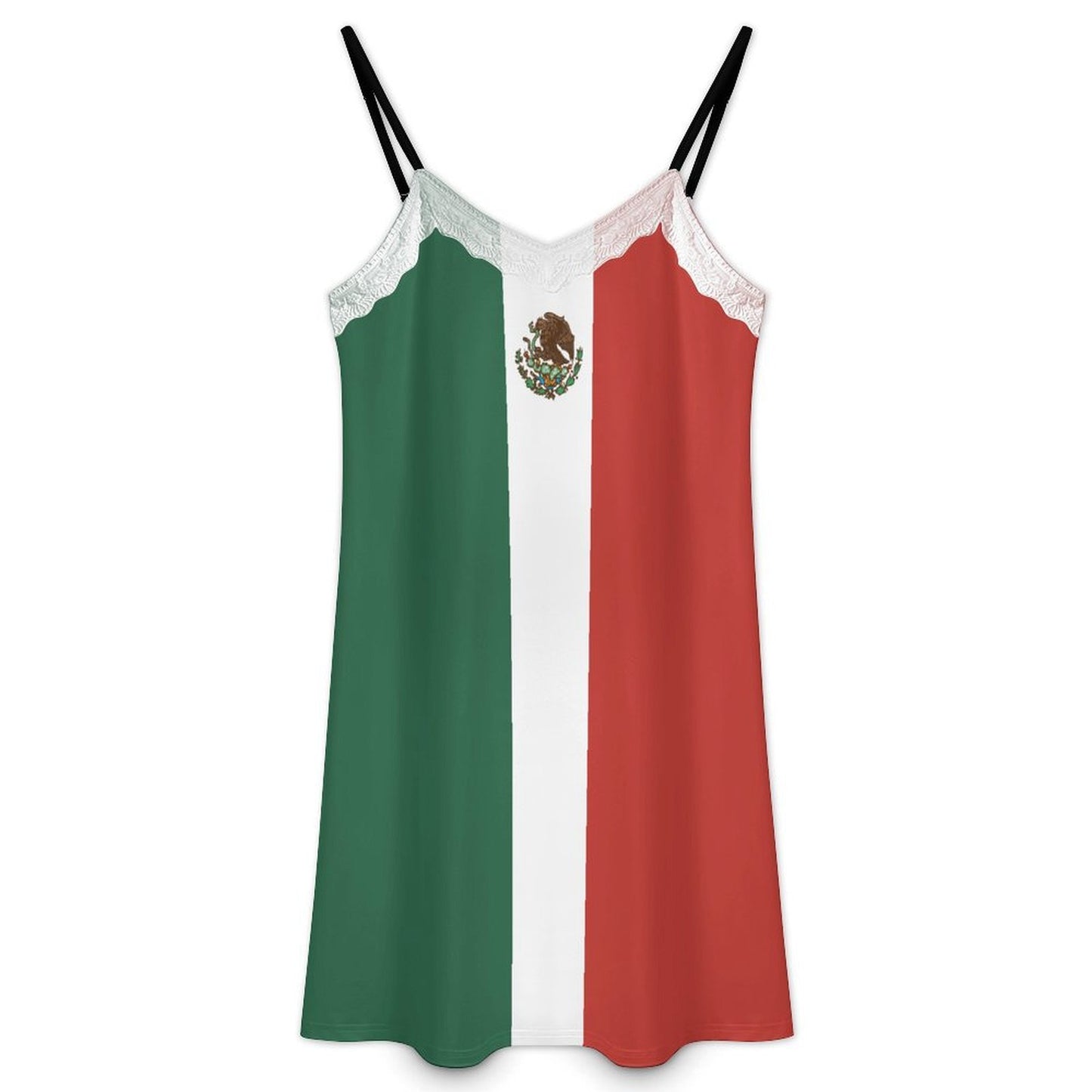 Mexico Flag Inspired Lace Trim Camisole Nightgown
