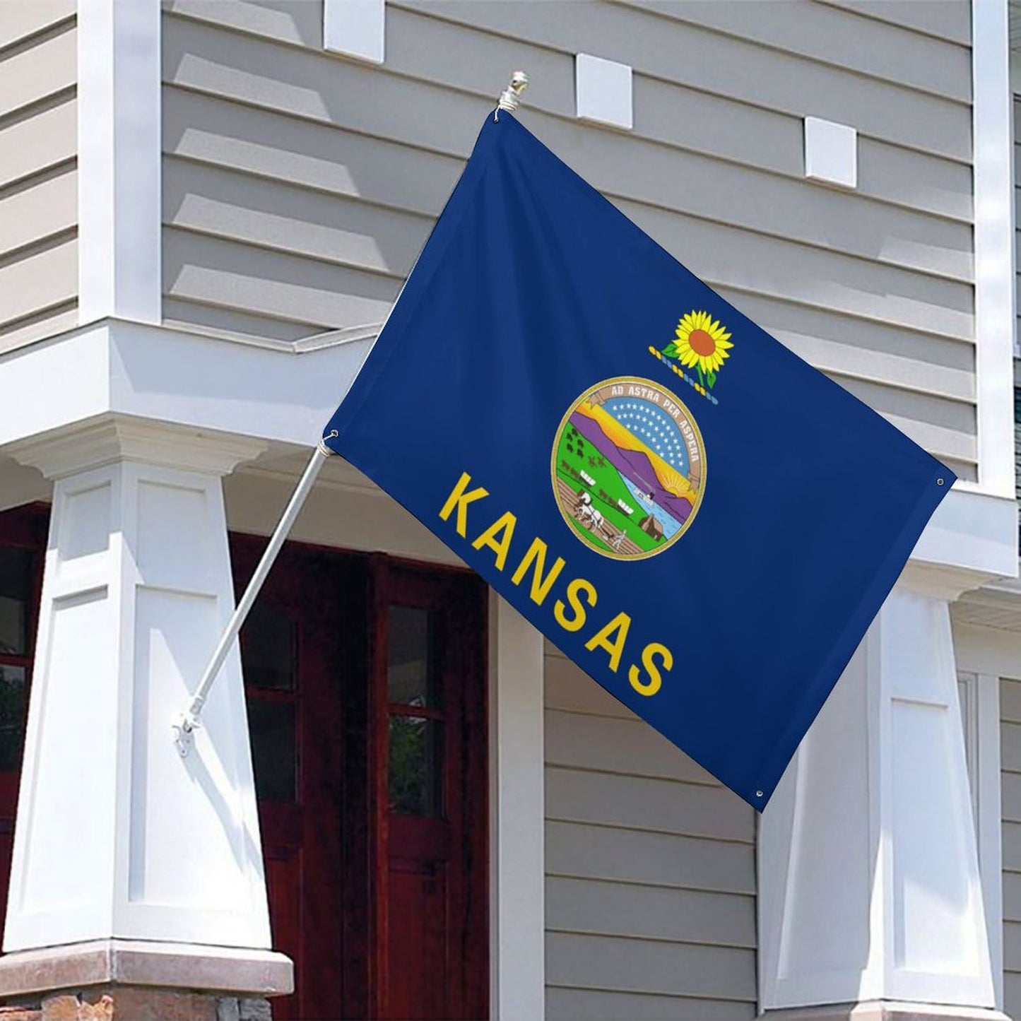 Kansas Flag Inspired Wall Mount Flag with Four Grommets (35x59 in)