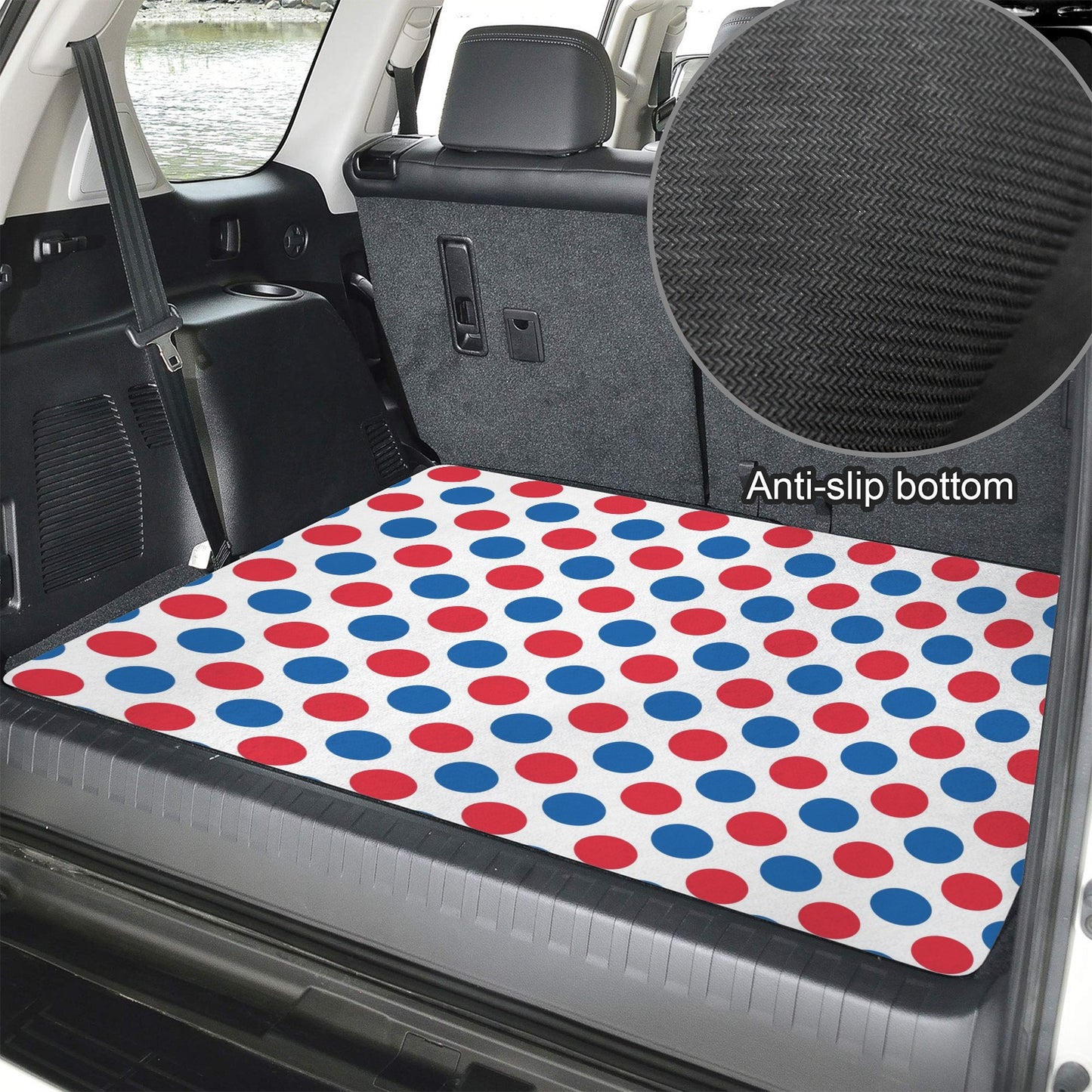 USA/American Flag Inspired Polka Dot Pattern Car Trunk Mat 100 × 75 cm / 39.4 × 30 in Printed in the USA