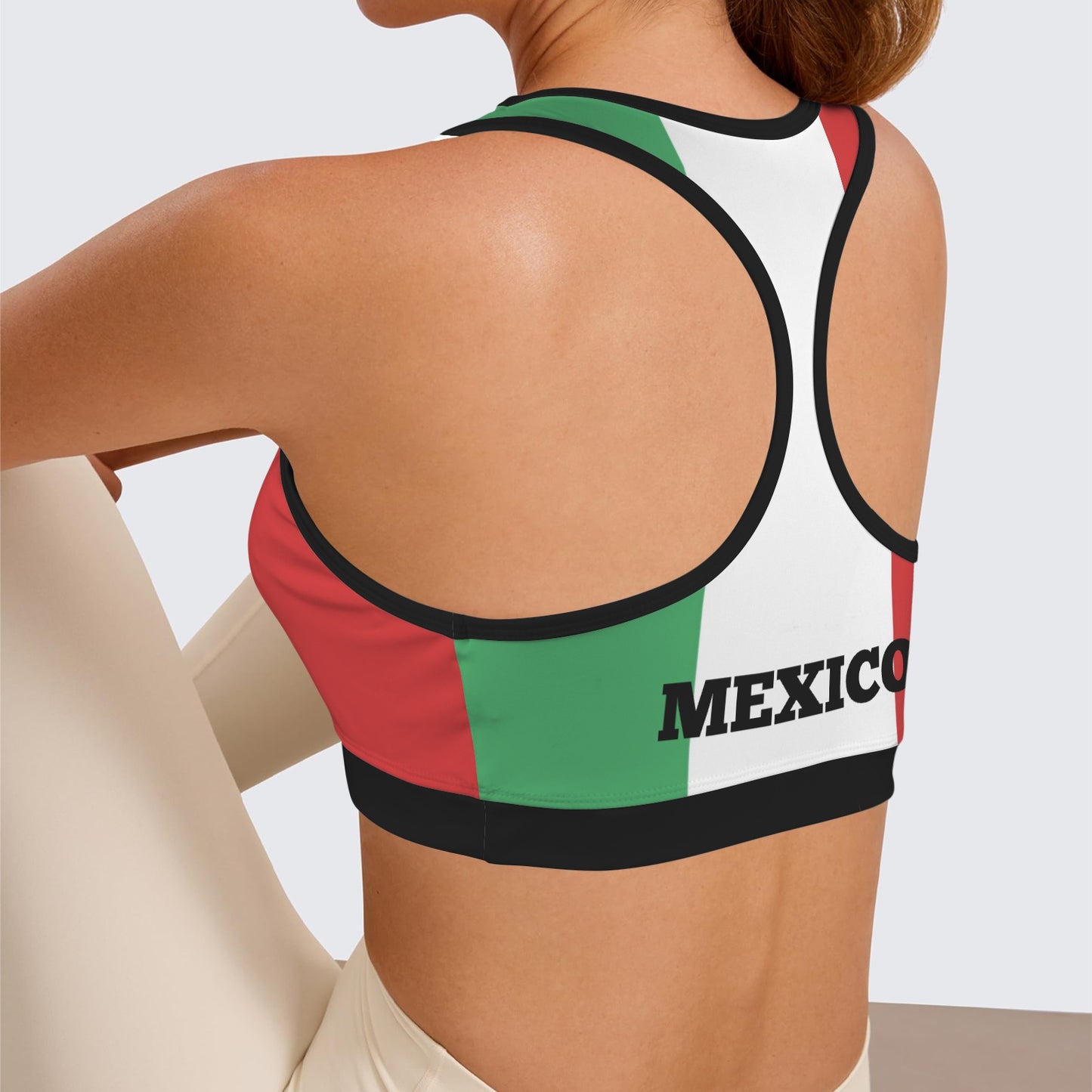 Mexico Flag Racerback Sports Bra