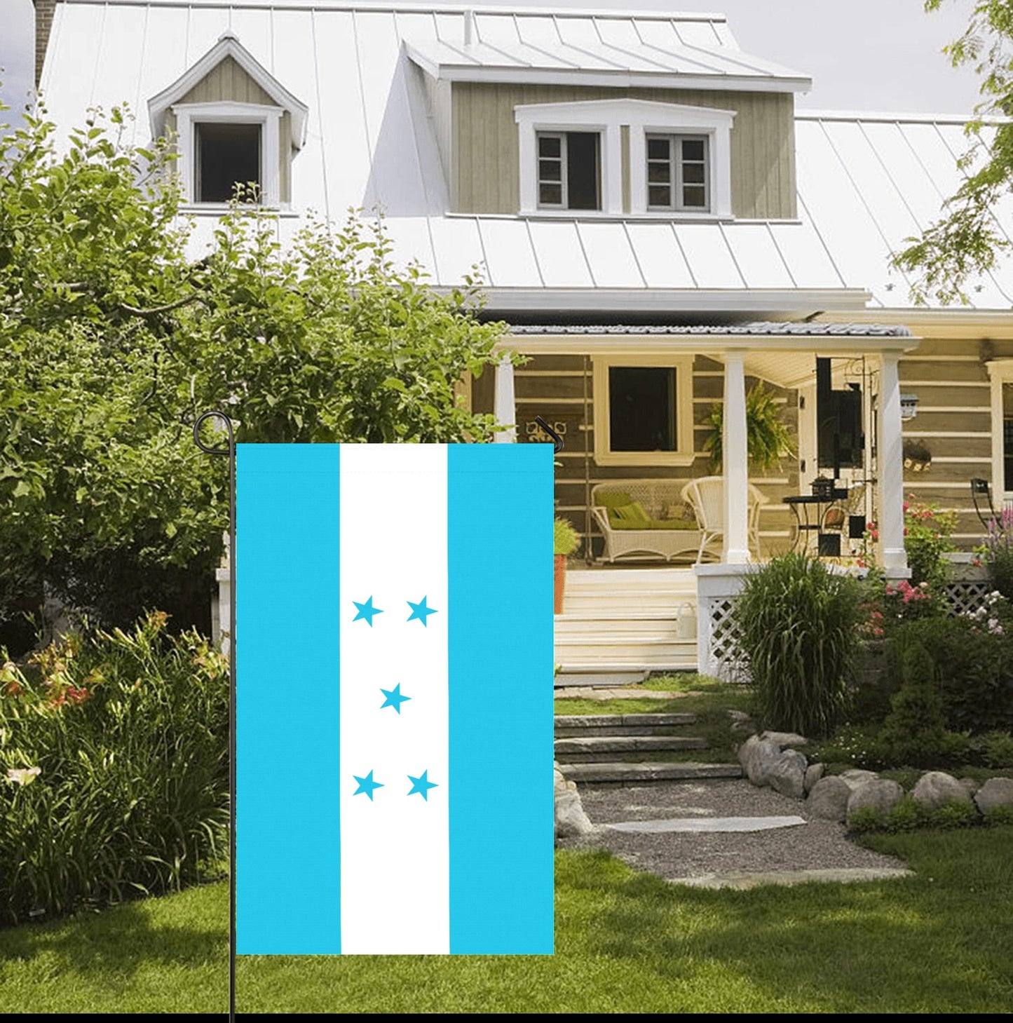 Cottage with Honduras flag by Luv My Flag displayed.