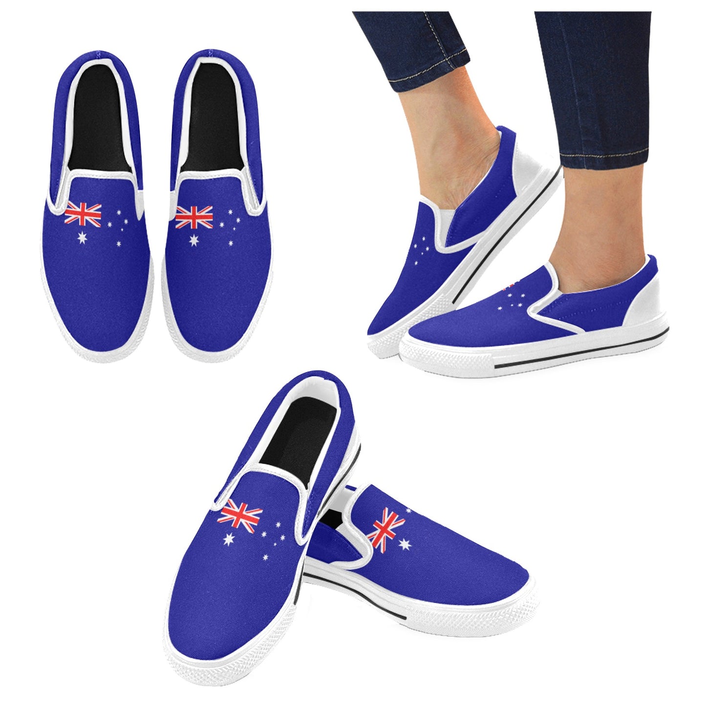 Australia Flag Inspired Slip-on Canvas Men's Shoes (Model019)(Two Shoes With Different Printing)