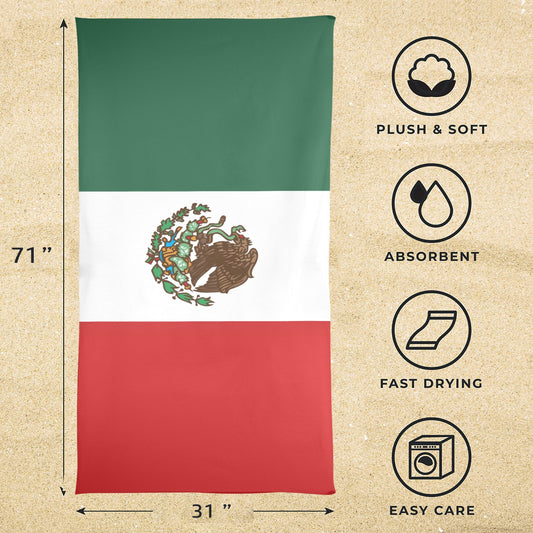 Mexico Flag Inspired Beach Towel 31"x71" | Ships from USA