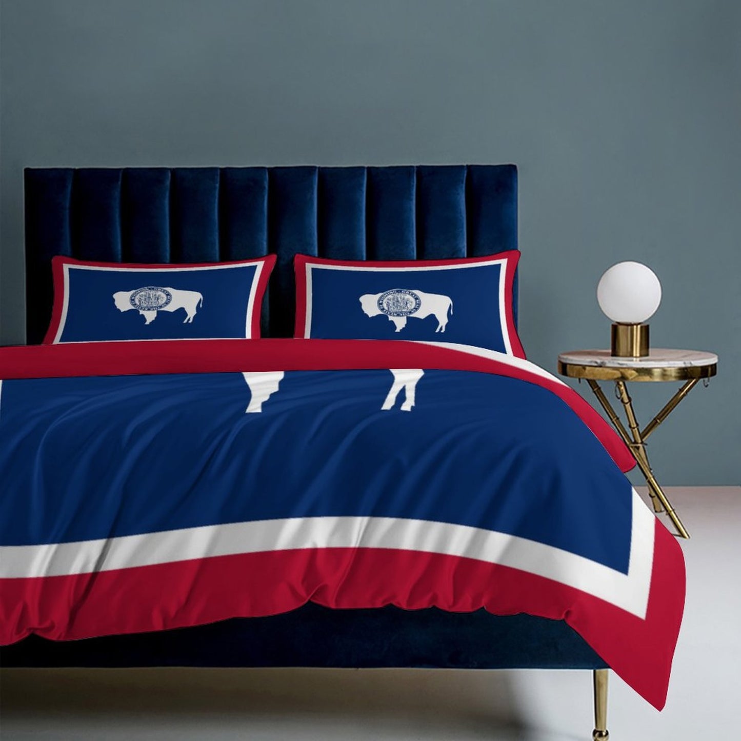 Wyoming Flag Inspired 3-Piece Bedding Set (1 Duvet Cover + 2 Pillow Shams) – 102"×90"