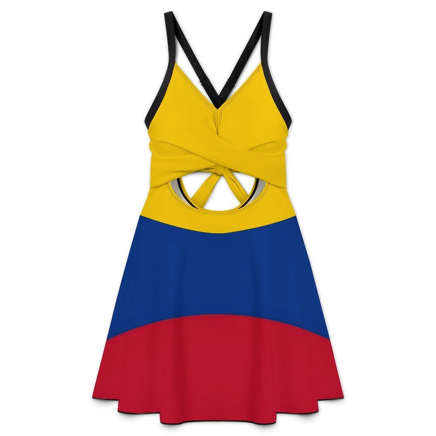 Colombia Flag Inspired Women's V-neck One-piece Swimsuit with Cutout