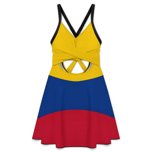 Colombia Flag Inspired Women's V-neck One-piece Swimsuit with Cutout