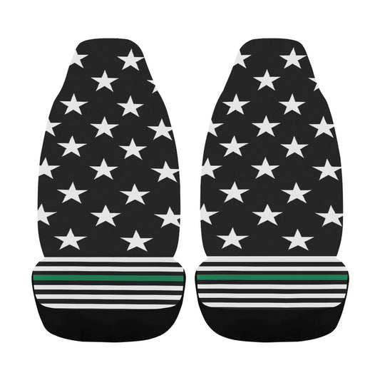 Thin Green Line Flag Car Seat Cover Airbag Compatible(Set of 2)