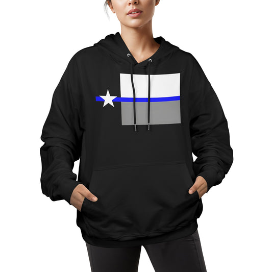 Thin Blue Line Texas Flag Subdued Women's Hoodie (Made in the USA)