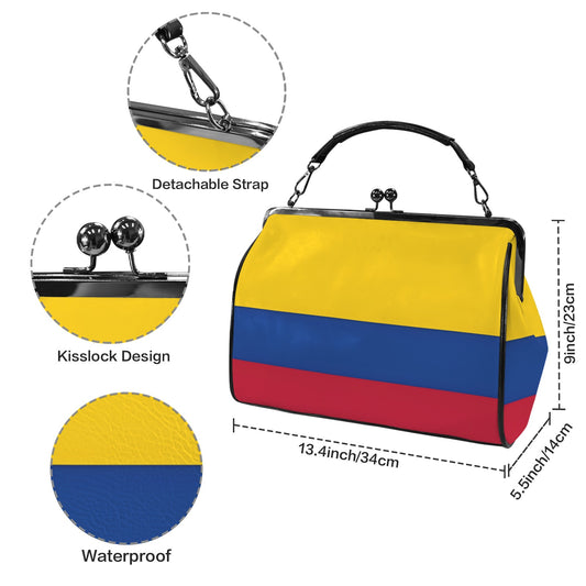 Colombia Flag Inspired Kisslock Crossbody Shoulder Bag-Large
