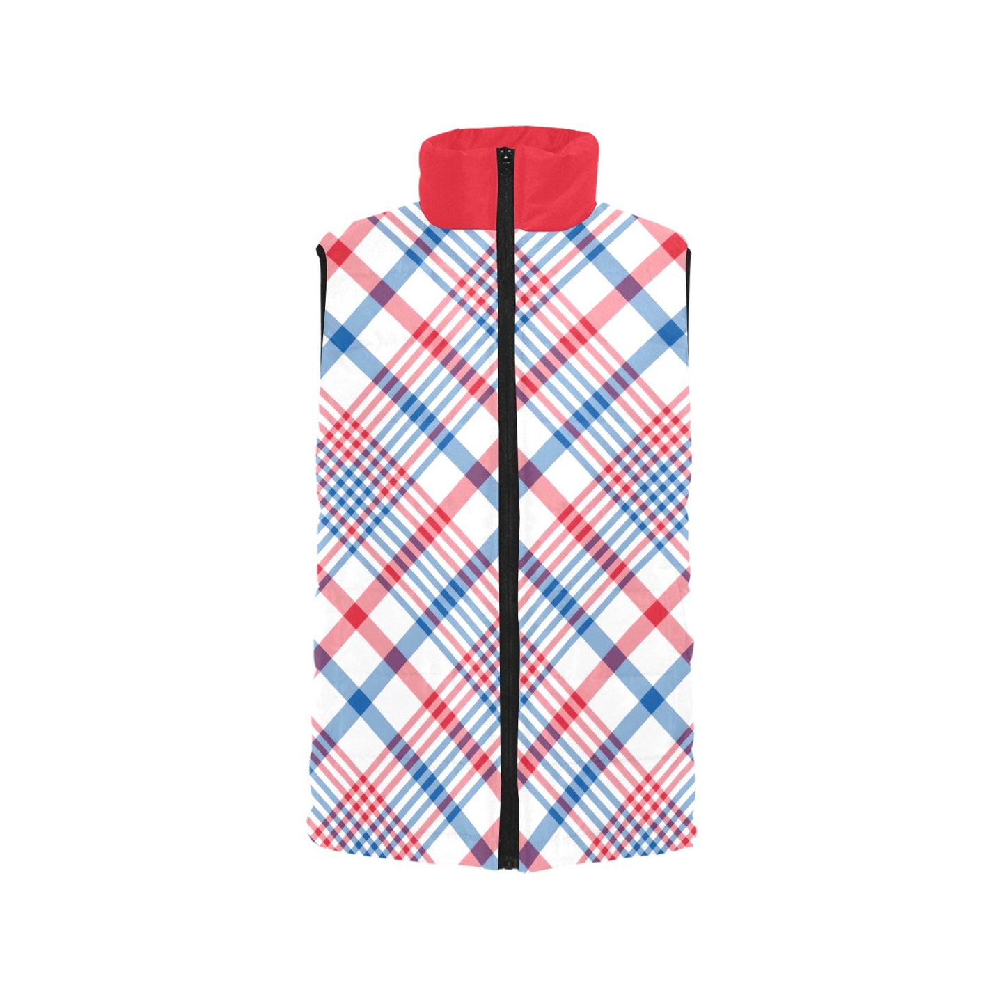 USA/American Flag Inspired Plaid Pattern Women's Padded Vest