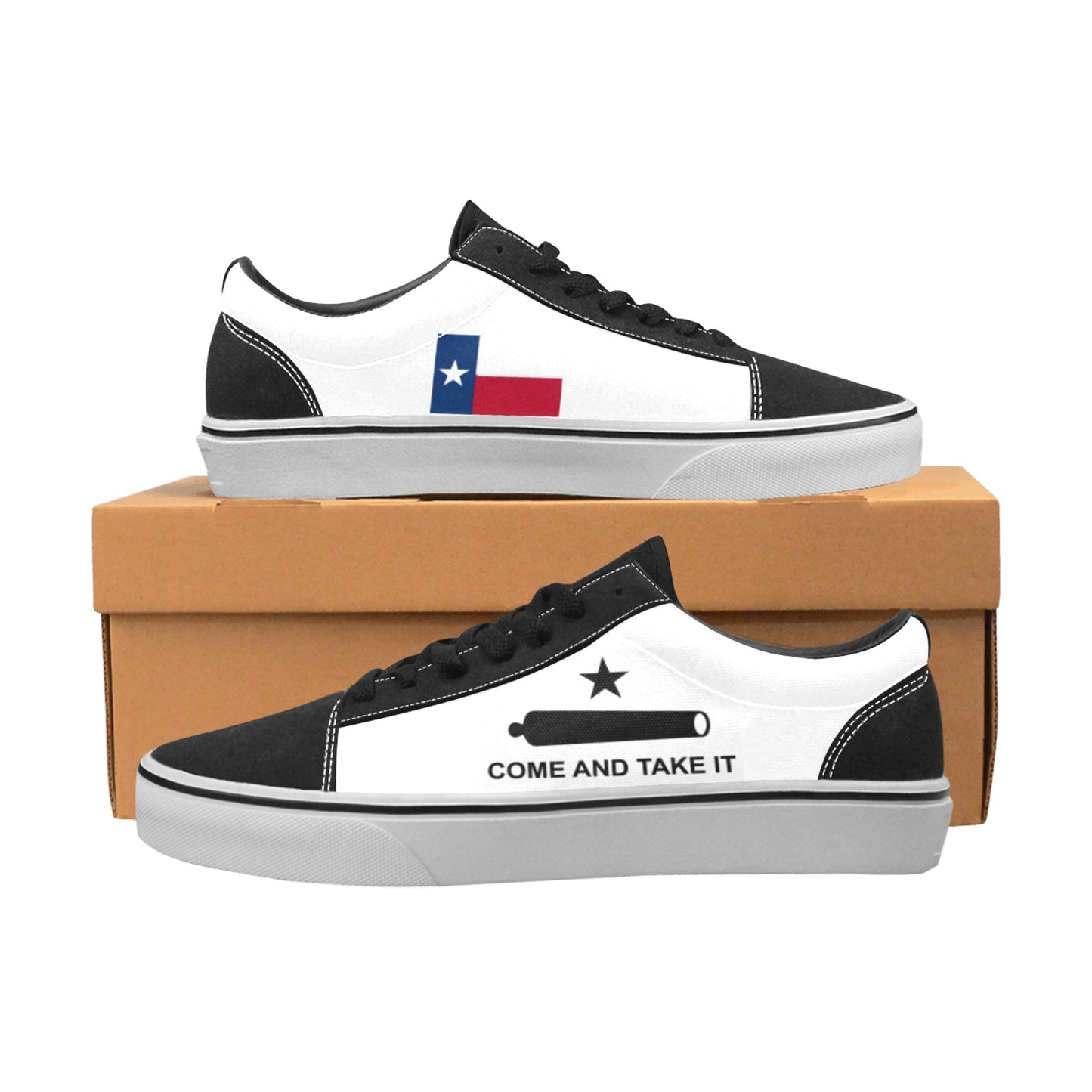 Texas Flag and Come & Take It Flag Inspired Men's Lace-Up Canvas Shoes