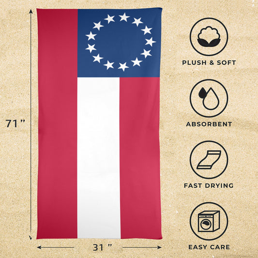 Confederate States Flag Beach Towel 31"x71" (Made in USA)