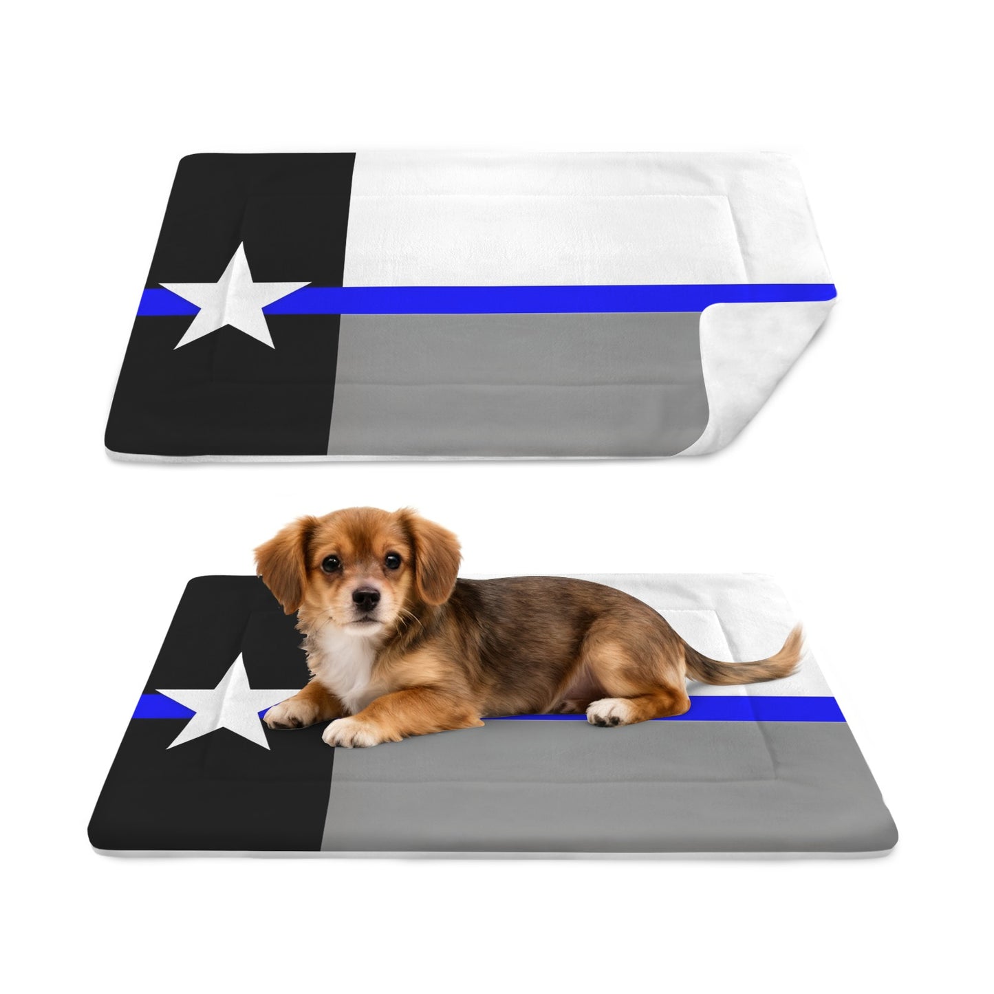 Thin Blue Line Flag Inspired Texas Flag Subdued Pet Mat 25x18inch (Made in the USA)