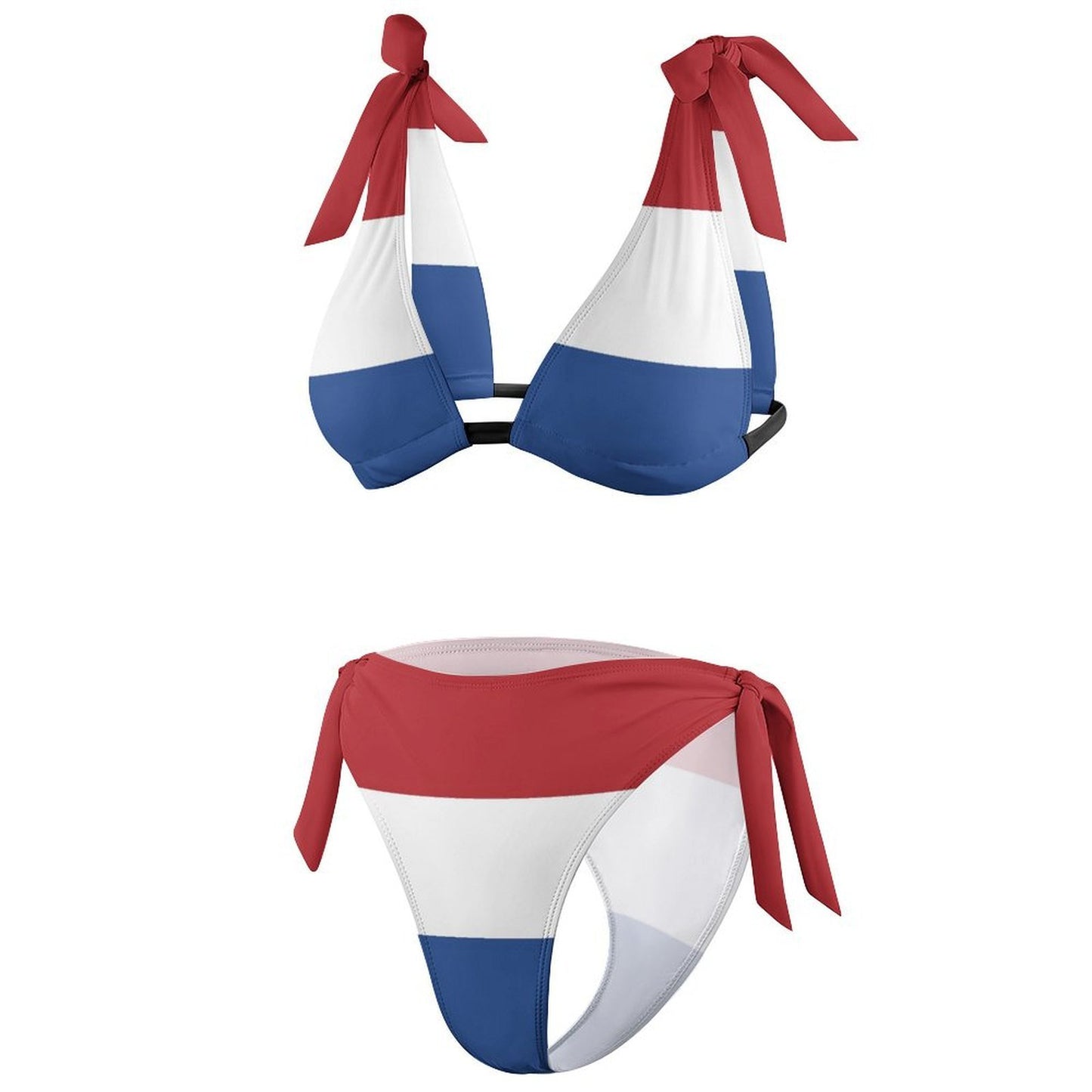 Netherlands Flag Inspired Tie-Side High-Waist Bikini Set