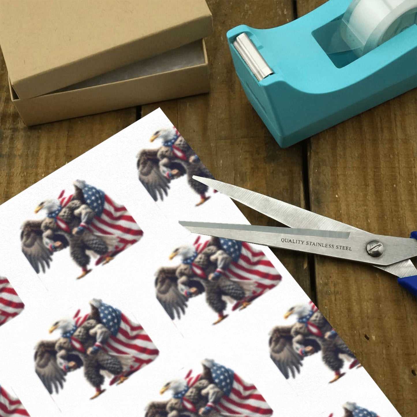 USA/American Flag Inspired Bald Eagle with American Flag Cape Custom Gift Wrapping Paper 58"x 22.5" (4 Rolls)