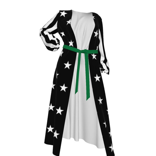 Thin Green Line Flag Inspired Women’s Lace-up Chiffon Robe