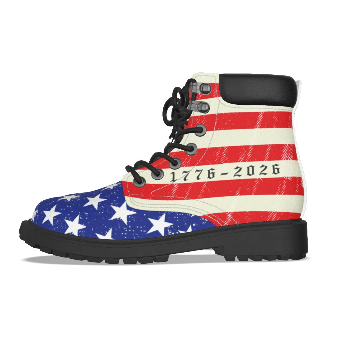 America 250 Year Anniversary USA/America Flag Inspired Men’s Padded-Collar Lace-Up Utility Boots