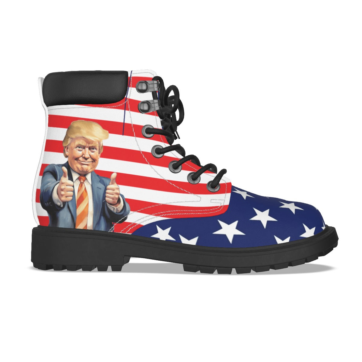 USA/America Flag Inspired Trump Thumbs Up Men’s Padded-Collar Lace-Up Utility Boots