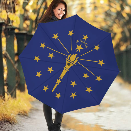 Indiana State Flag Auto Open & Close Travel Umbrella
