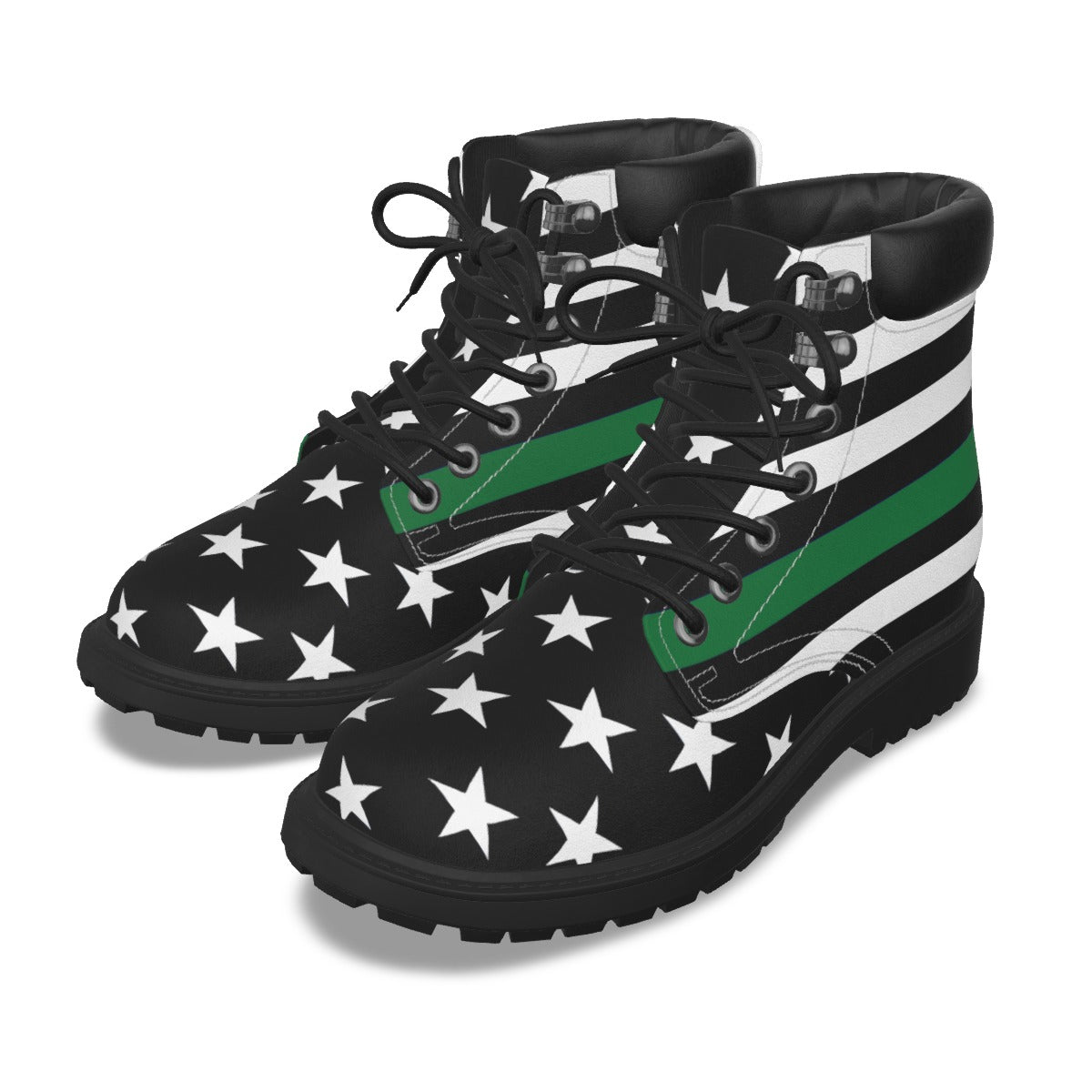 Thin Green Line Flag Inspired Men’s Padded-Collar Lace-Up Utility Boots