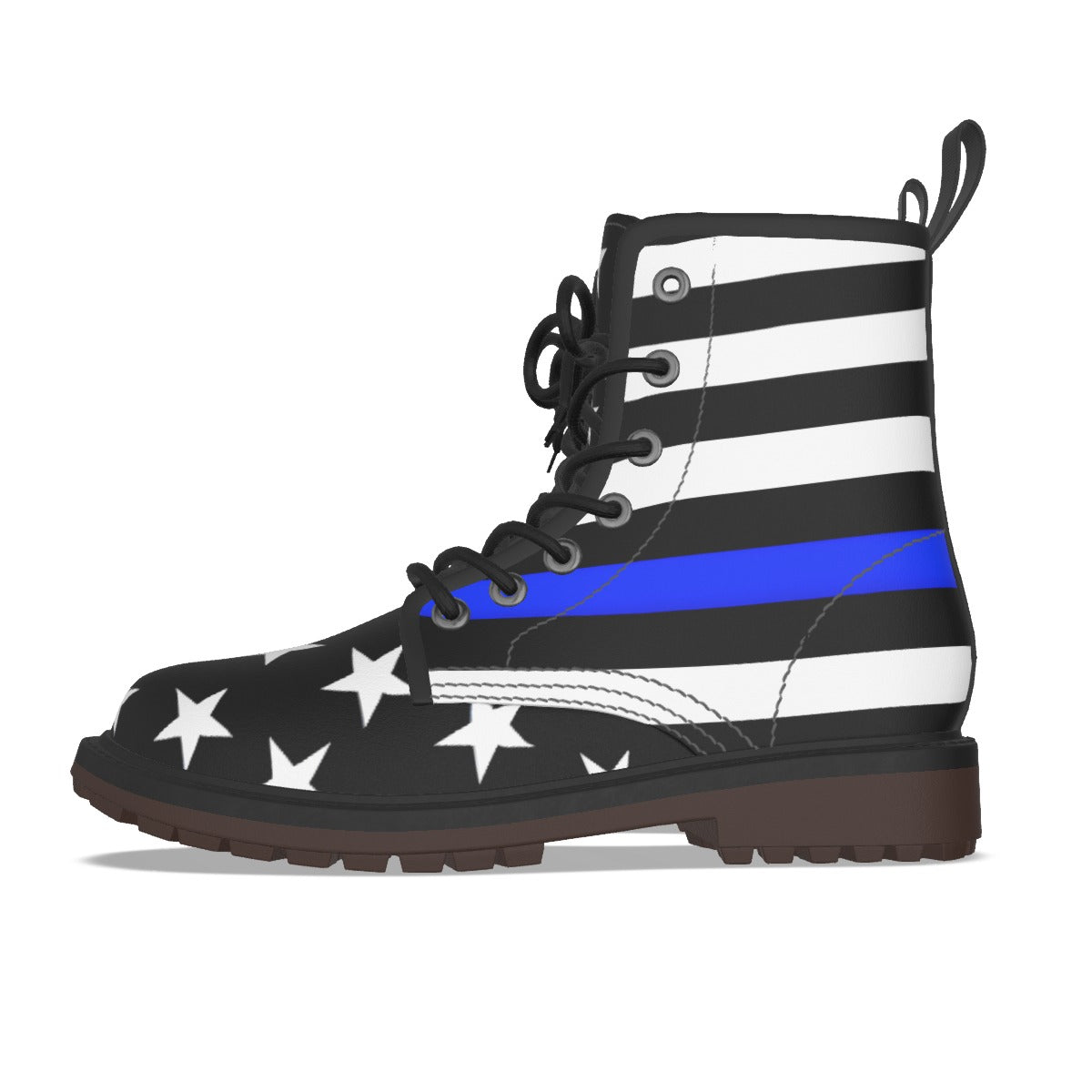 Thin Blue Line Flag Inspired Women's Derby Laced Boots