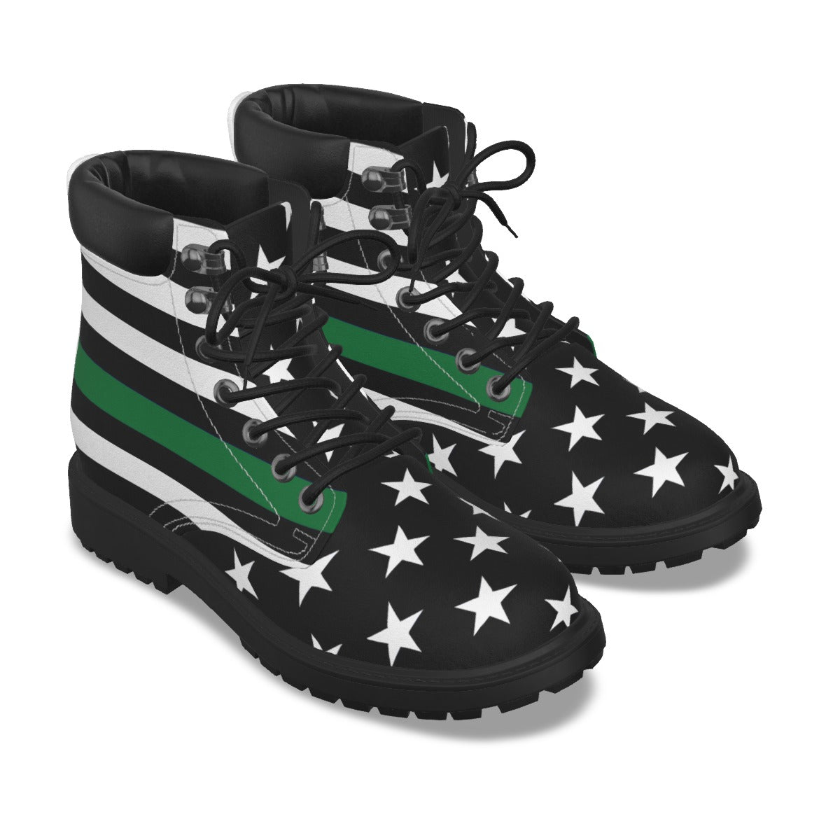 Thin Green Line Flag Inspired Men’s Padded-Collar Lace-Up Utility Boots