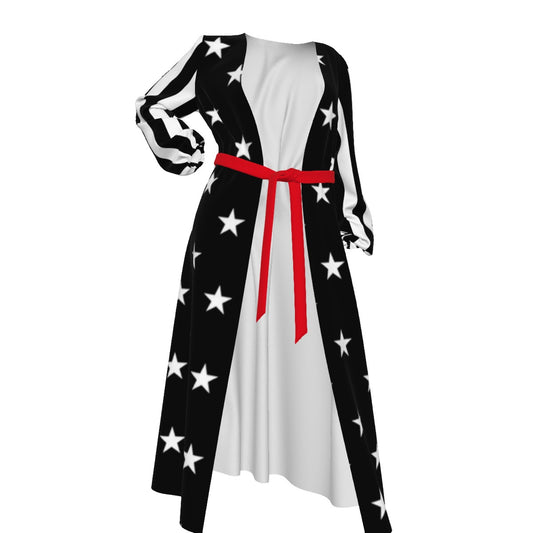 Thin Red Line Flag Inspired Women’s Lace-up Chiffon Robe