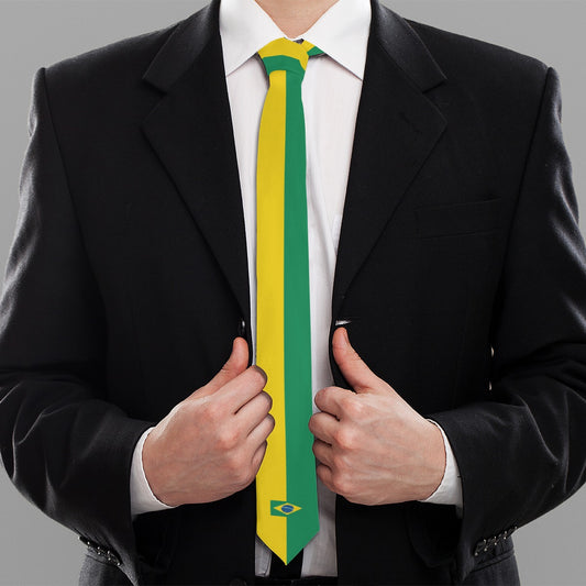 Brazil Flag Inspired Necktie for Charismatic Formal Style