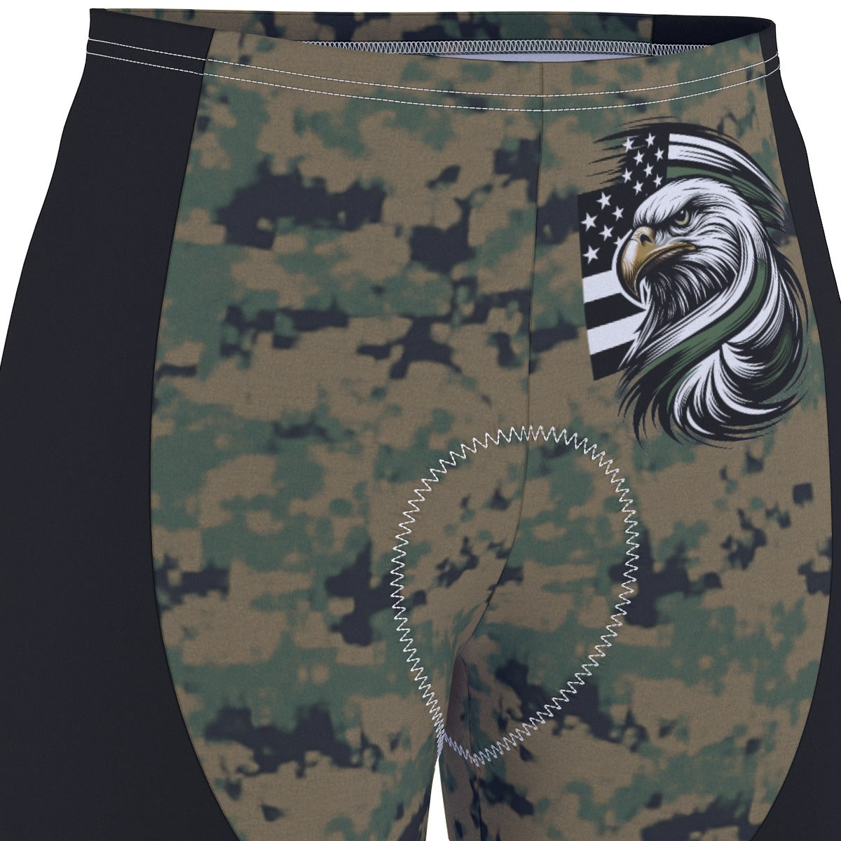 Thin Green Line Flag Inspired Eagle on Digital Camo Men’s Cycling Shorts