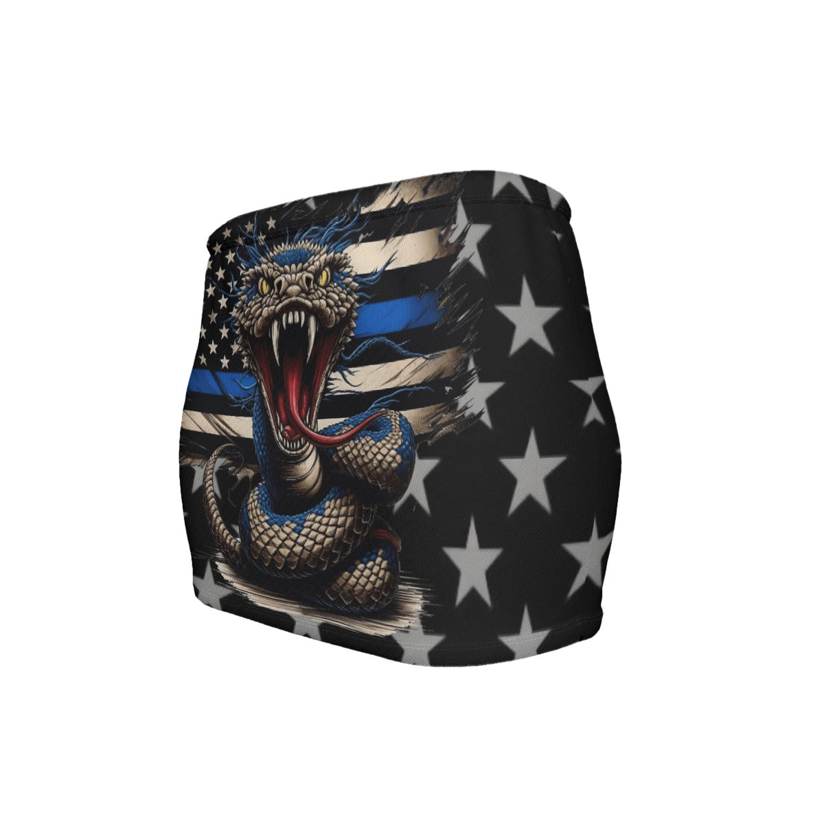 Thin Blue Line Flag Inspired Snake Women’s Slinky Micro Mini Skirt