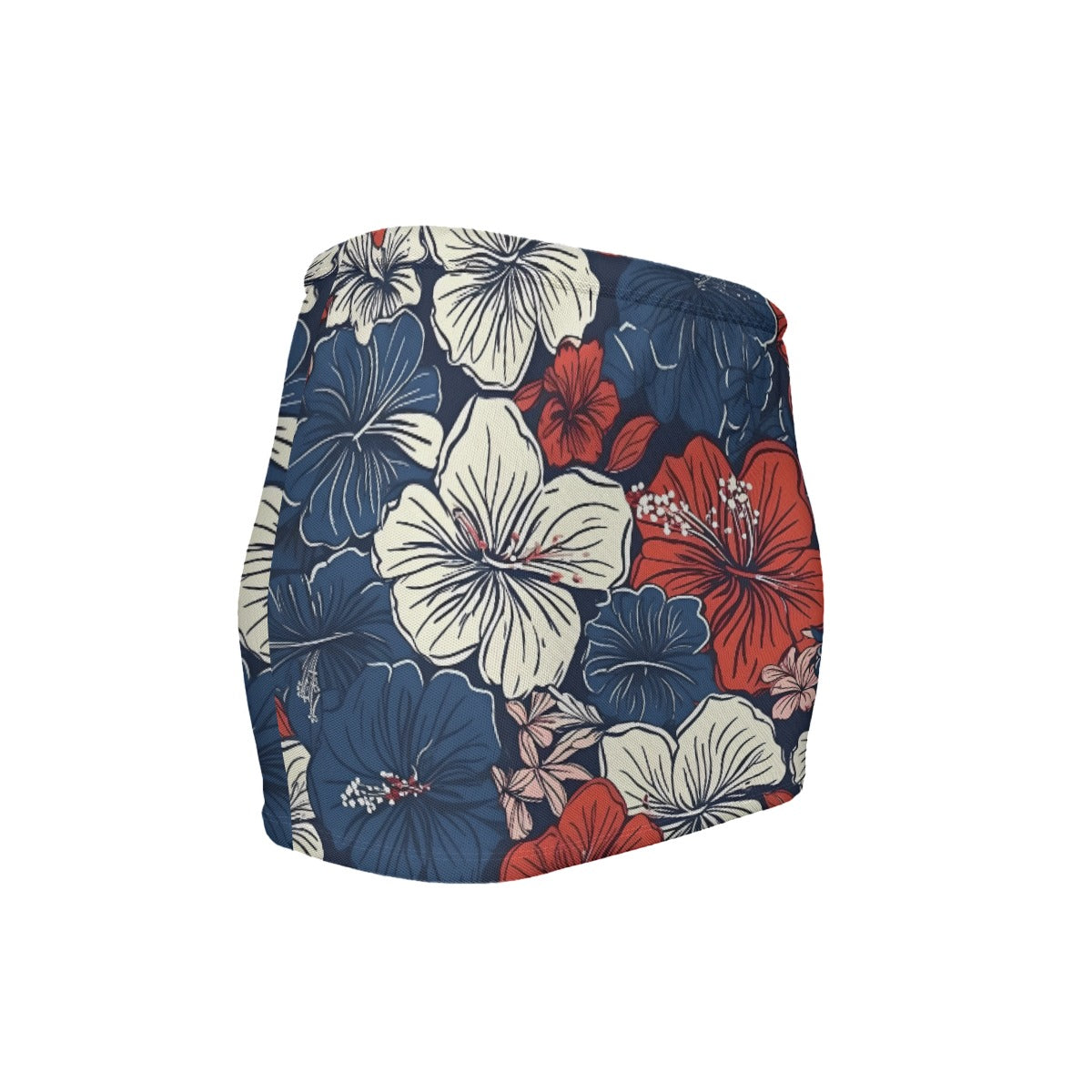 USA/American Flag Inspired Hawaiian Floral Pattern Women’s Slinky Micro Mini Skirt