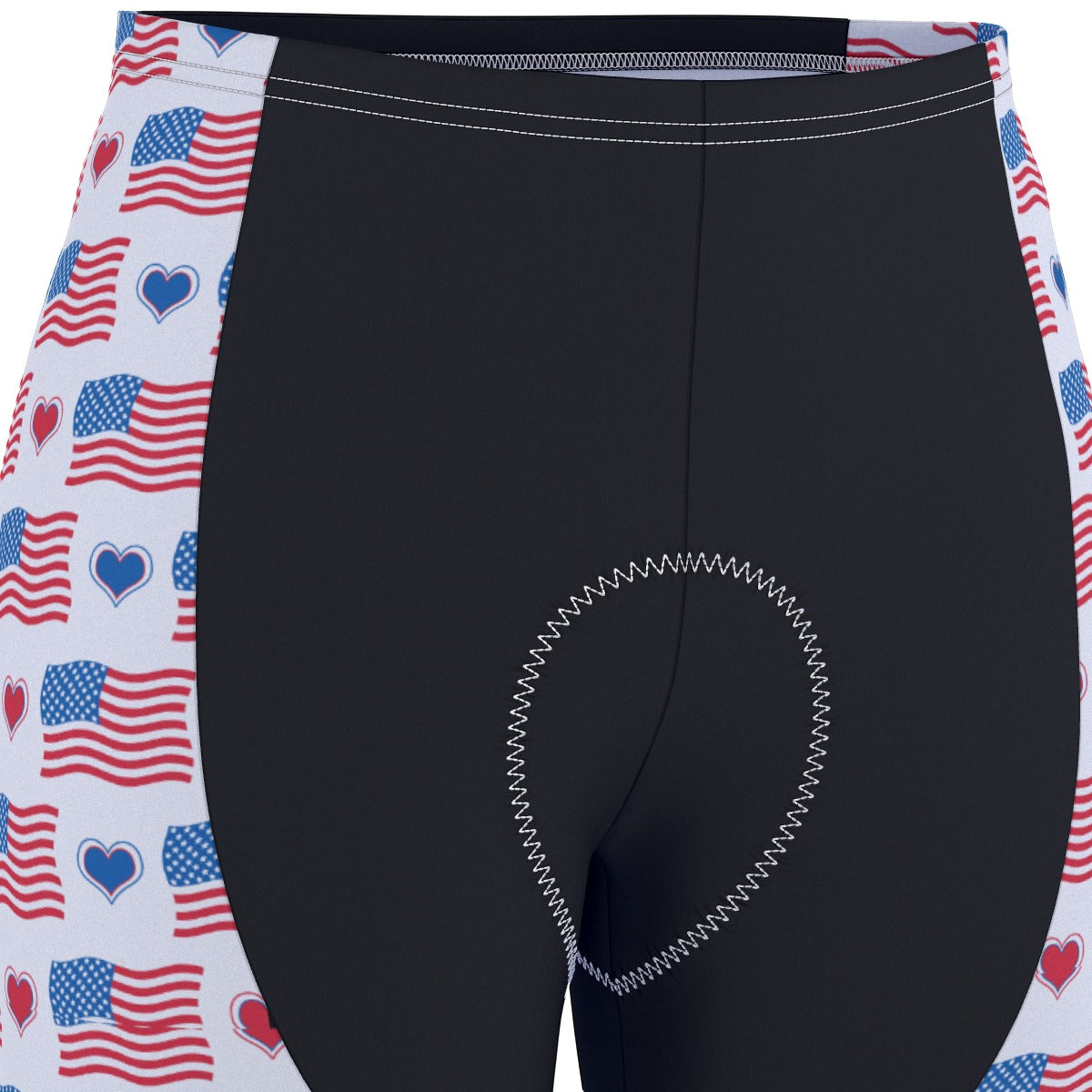 USA/American Flag Inspired Flags and Hearts Pattern Men’s Cycling Shorts