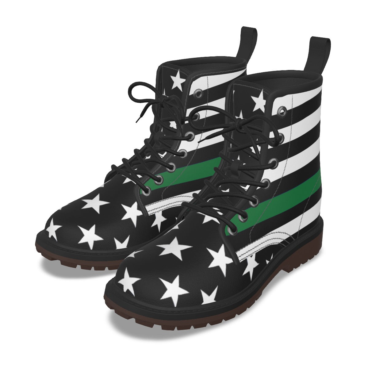 Thin Green Line Flag Inspired Women's Derby Laced Boots