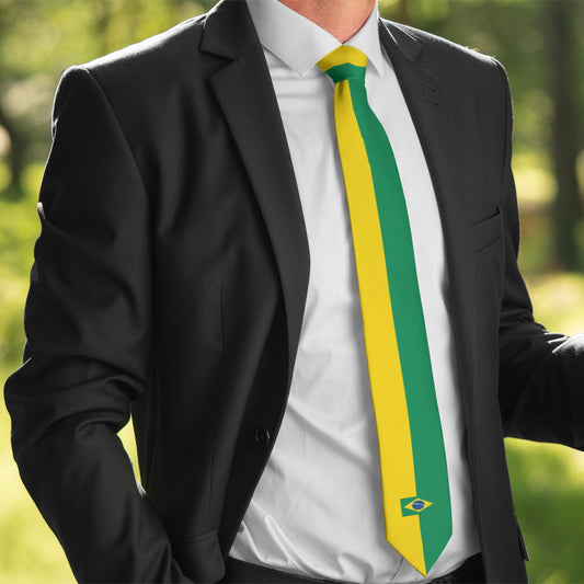Brazil Flag Inspired Necktie for Charismatic Formal Style