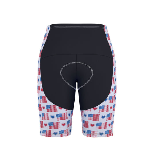 USA/American Flag Inspired Flags and Hearts Pattern Men’s Cycling Shorts