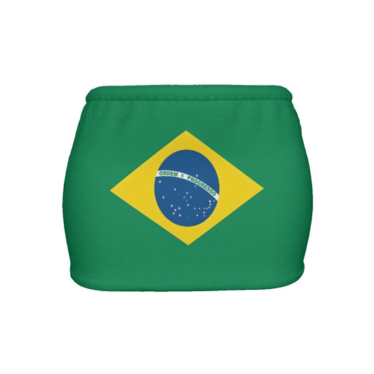 Brazil Flag Inspired Women’s Slinky Micro Mini Skirt