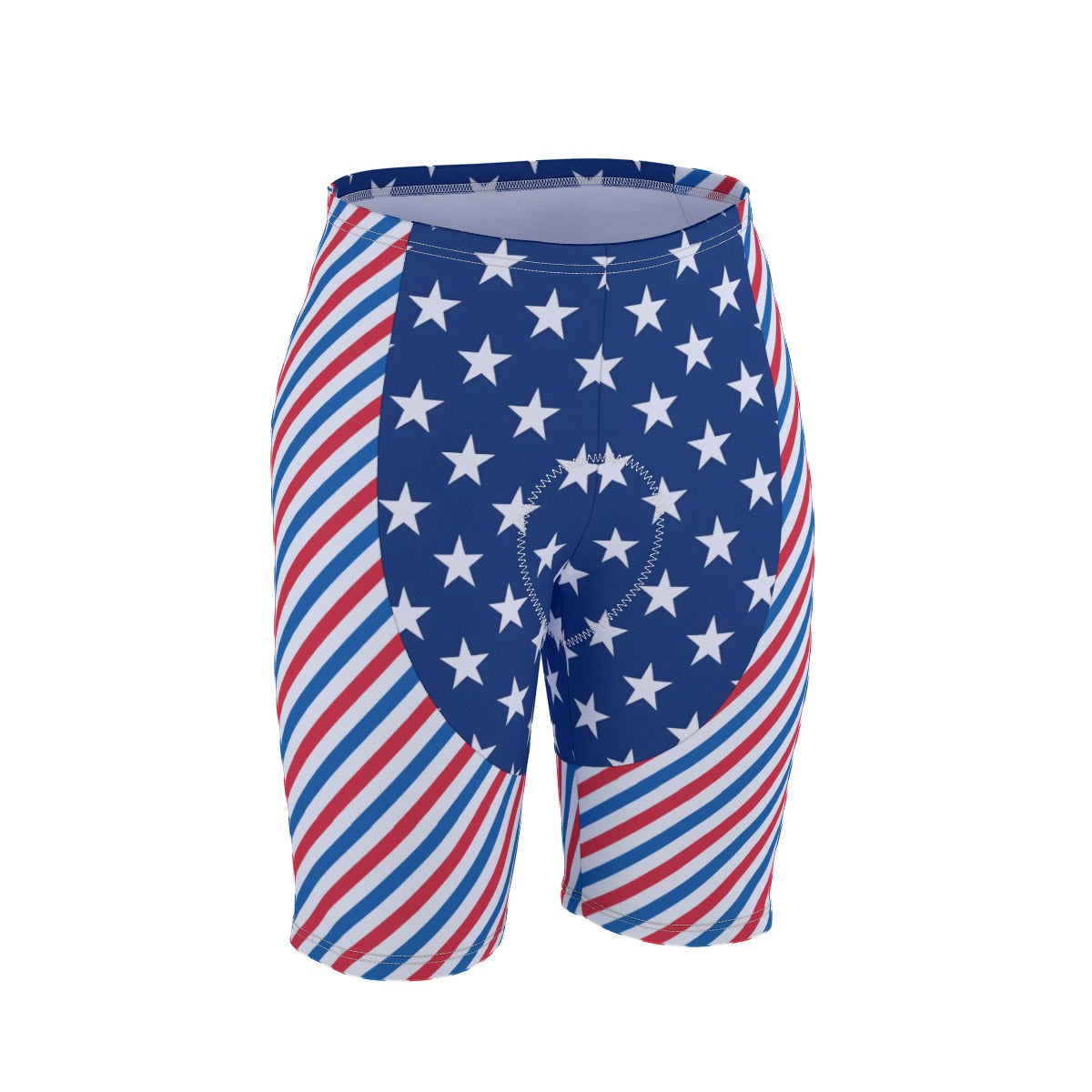 USA/American Flag Inspired Stripes and Stars Pattern Men’s Cycling Shorts