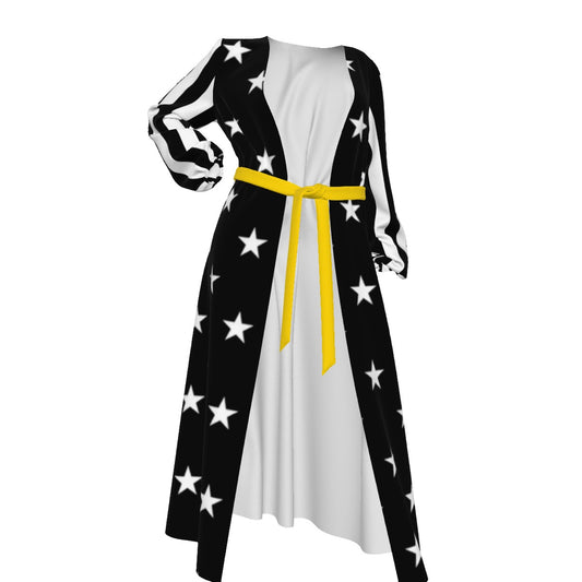 Thin Gold Line Flag Inspired Women’s Lace-up Chiffon Robe