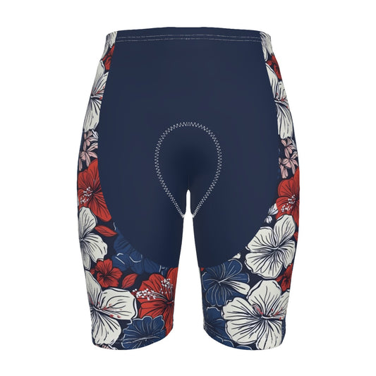 USA/American Flag Inspired Hawaiian Floral Pattern Men’s Cycling Shorts