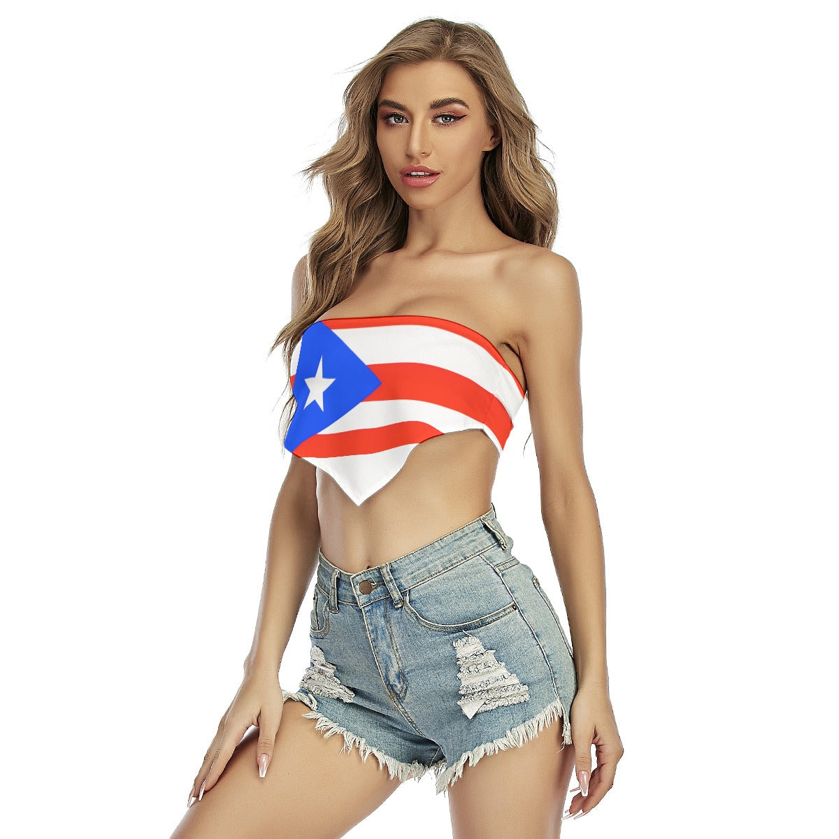 Puerto Rico Flag Inspired Women’s Triangle Tube Top