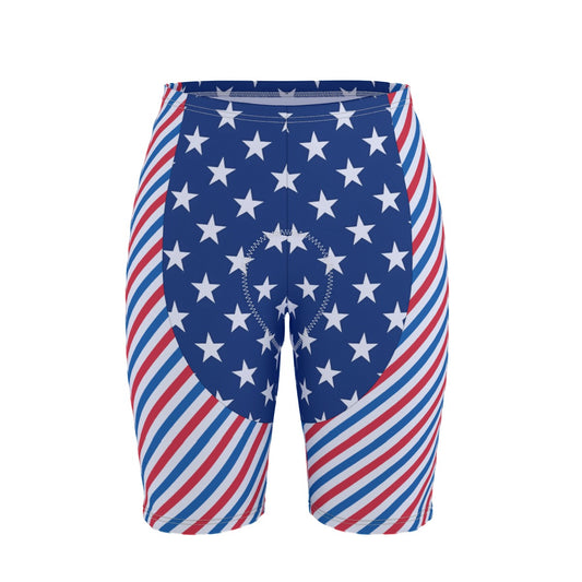 USA/American Flag Inspired Stripes and Stars Pattern Men’s Cycling Shorts