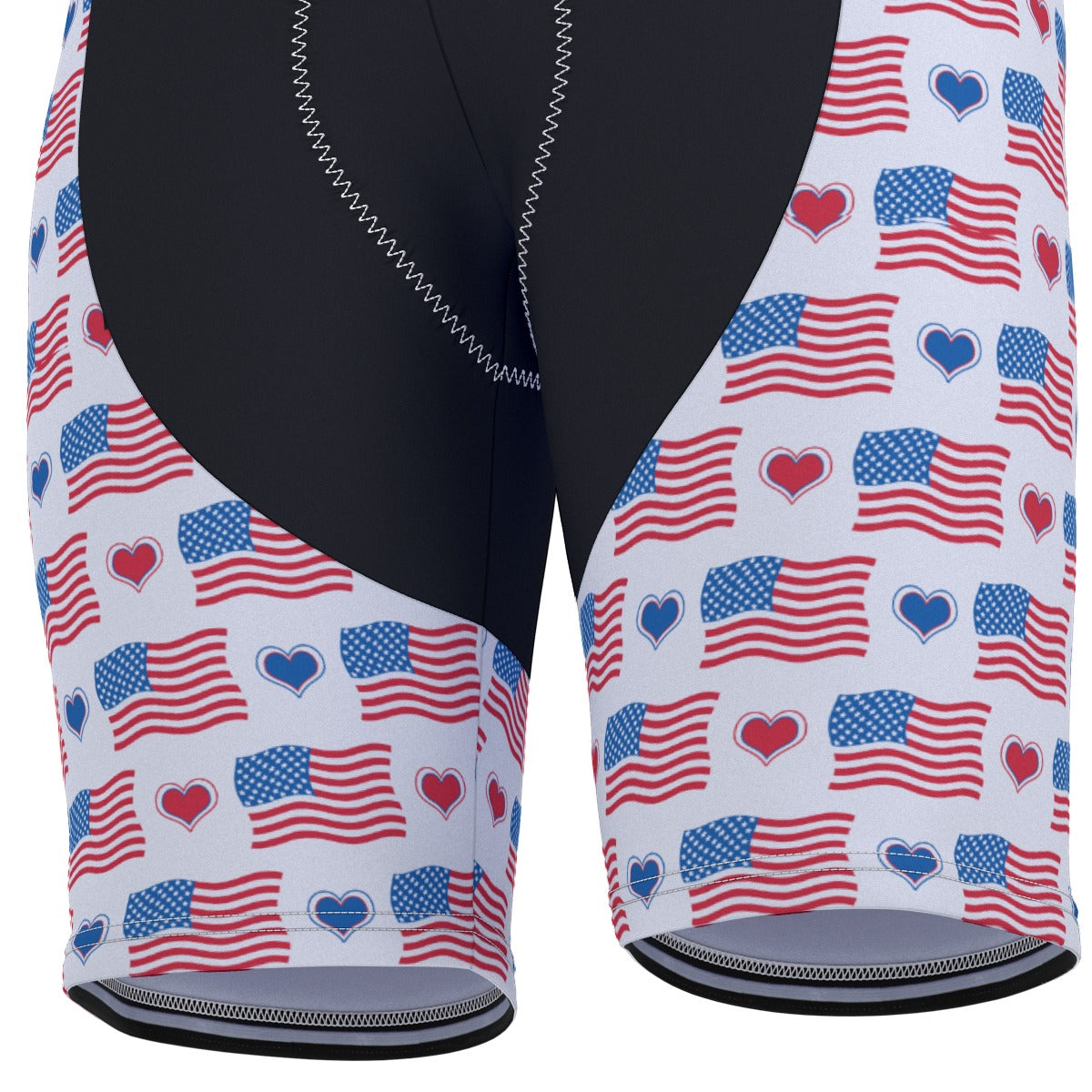 USA/American Flag Inspired Flags and Hearts Pattern Men’s Cycling Shorts