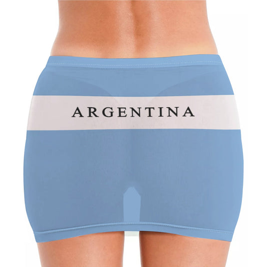 Argentina Flag Inspired Women’s See Through Sheer Mesh Bodycon Skirt