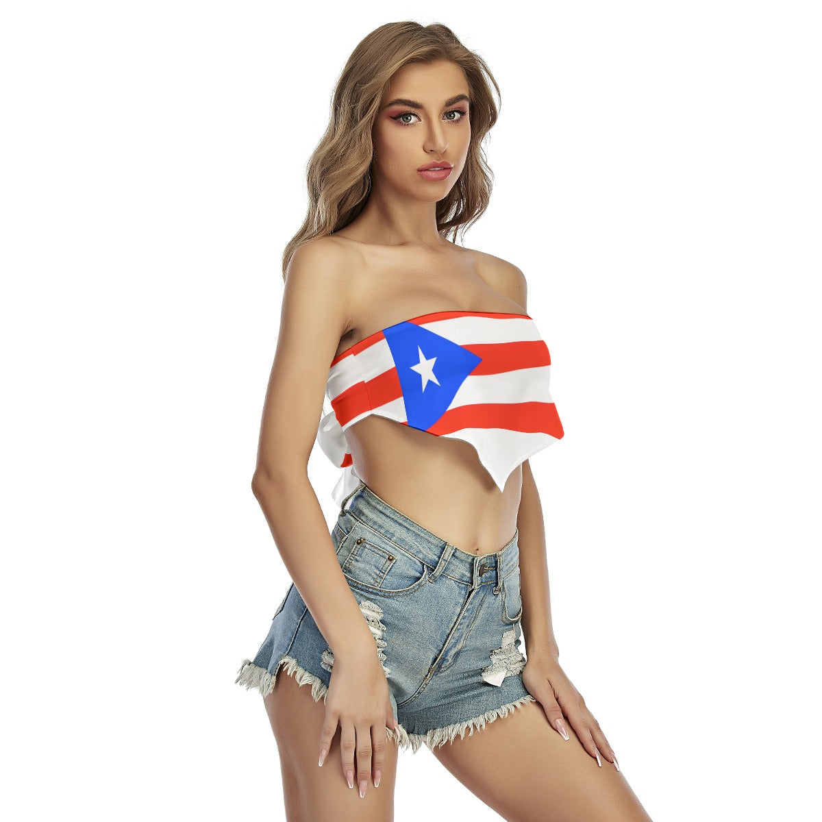 Puerto Rico Flag Inspired Women’s Triangle Tube Top