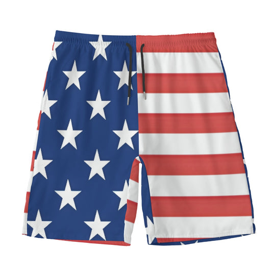 Blue star-patterned and striped shorts by Luv My Flag.