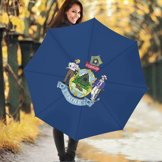 Maine State Flag Auto Open & Close Travel Umbrella